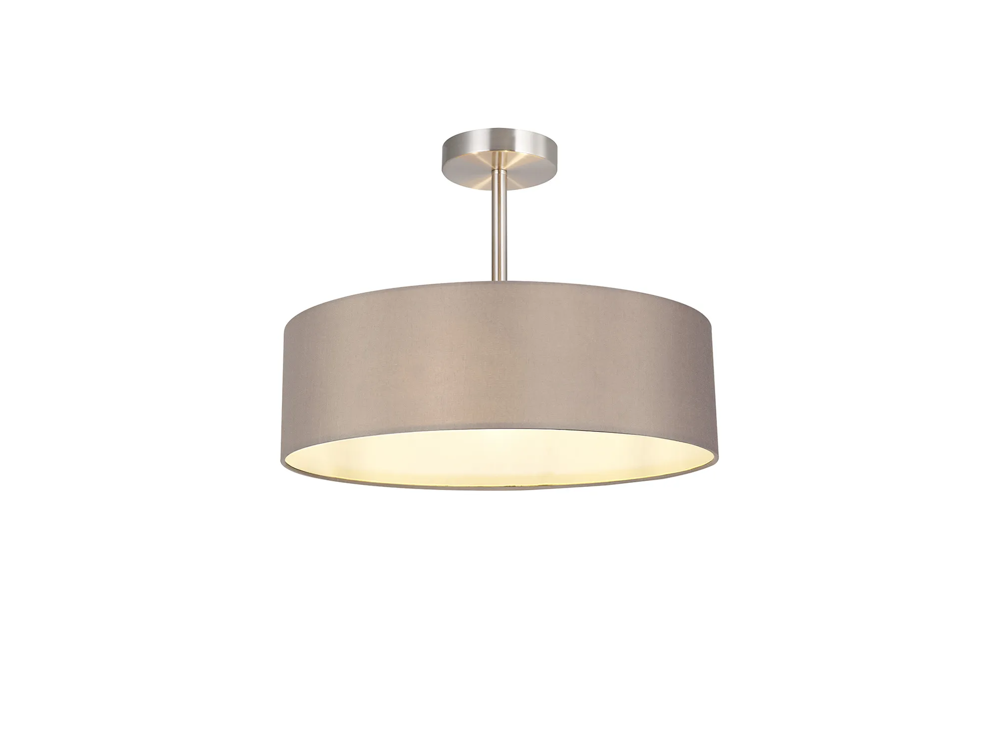 Baymont 45cm Semi Flush 3 Light Satin Nickel, Grey/White